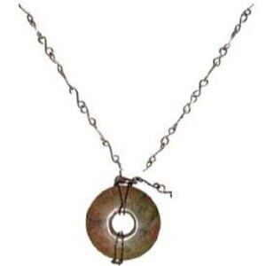 Handmade Boho Copper Wire Wrapped Stone Pendant Necklace Statement Jewelry Women